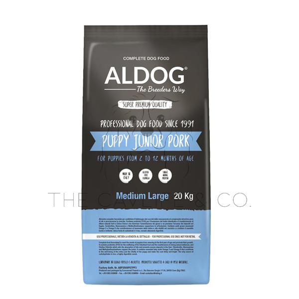 ALDOG The Breeders Way PUPPY-JUNIOR PORK & RICE - Medium-Maxi kutyatáp - 20 kg (Tenyésztői kiszerelés)