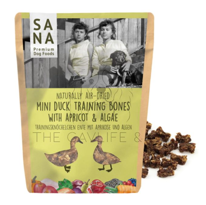 SANA Kacsahúsos tréning snack sárgabarackkal kutyáknak - 100 g